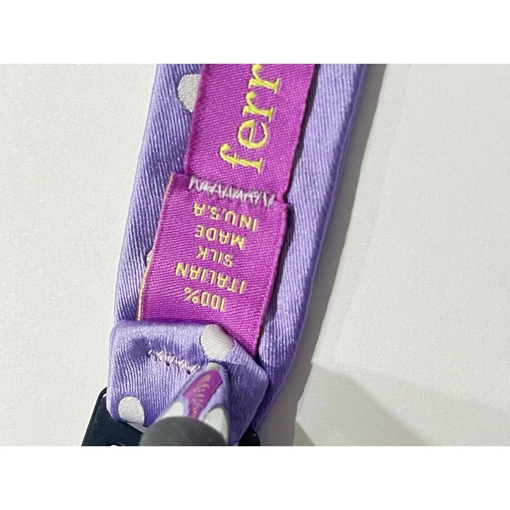 Ferrell Reed Men’s Bowtie Lavender & White Polkadot Adjusting 100% Italian Silk